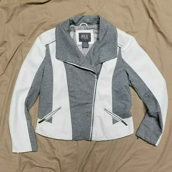 BKE Jackets & Blazers - BKE Grey & White Faux Leather Jacket - like new!